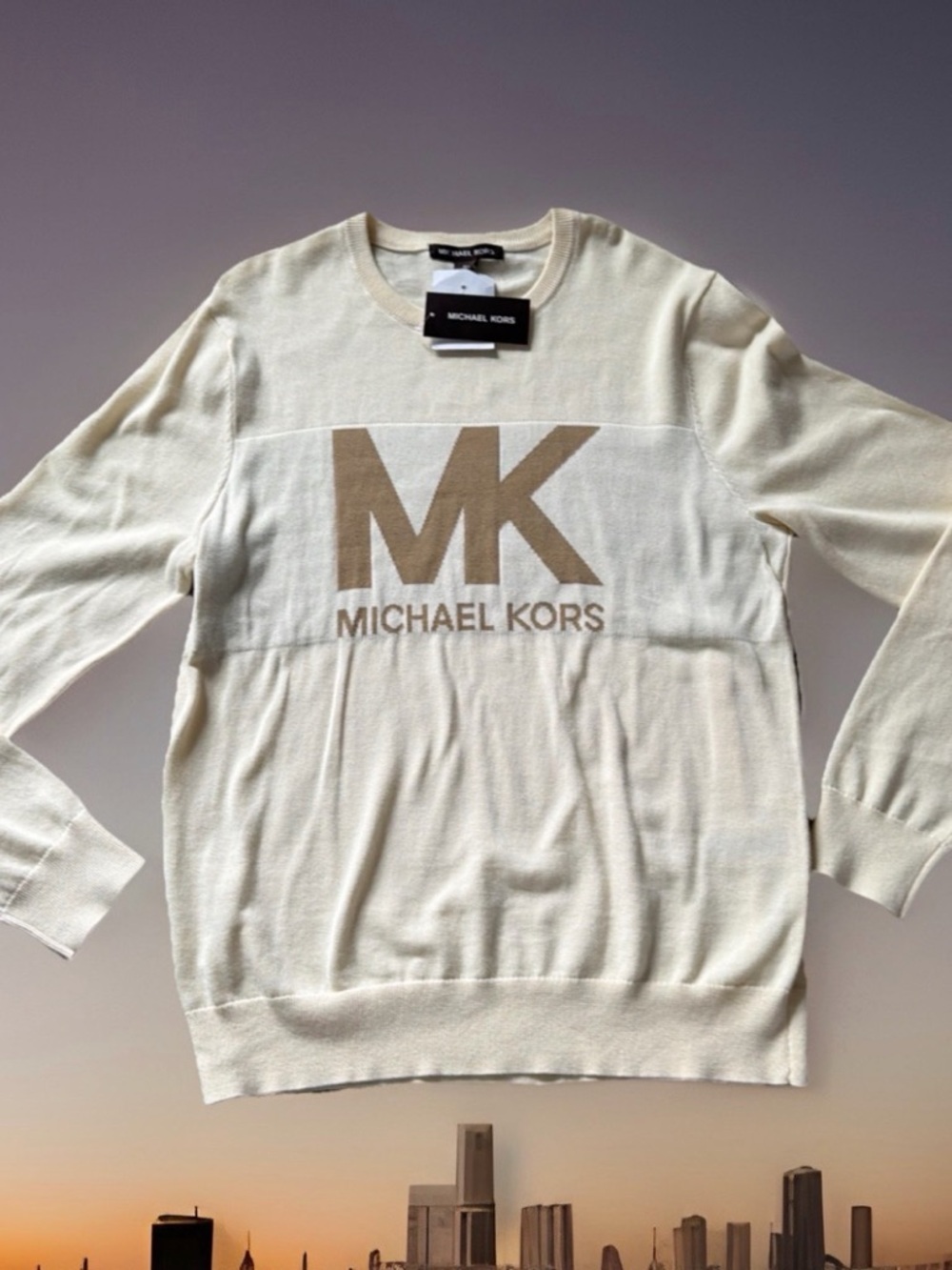 Michael Kors men’s size M logo-graphic crew neck sweater. 100% Cotton. NWT
